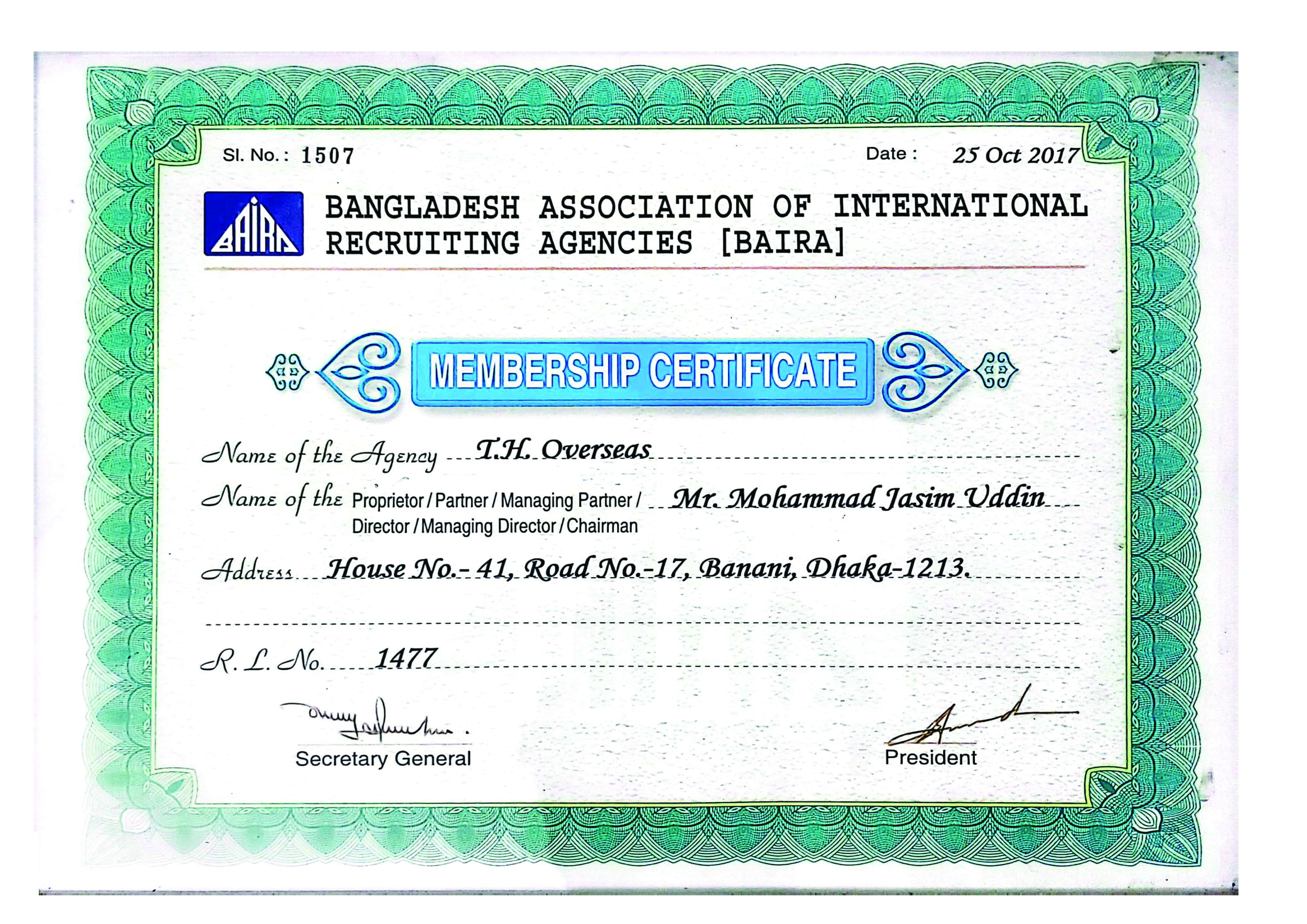 BAIRA Membership License